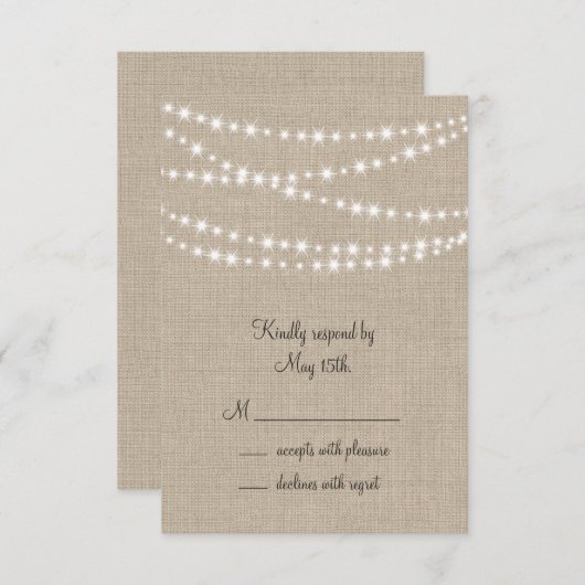 Unter Twinkle Leuchten auf Burlap-UAWG RSVP Karte (Vorne/Hinten)