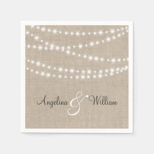 Unter Twinkle Lights auf Burlap Napkin Serviette (Vorderseite)