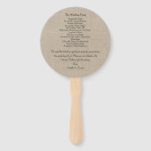 Unter Twinkle Lights on Burlap Wedding Program Fan Fächer (Rückseite)