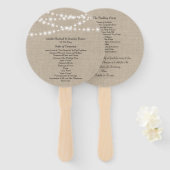 Unter Twinkle Lights on Burlap Wedding Program Fan Fächer (Vorne und Hinten)
