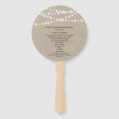 Unter Twinkle Lights on Burlap Wedding Program Fan Fächer (Vorderseite)