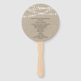 Unter Twinkle Lights on Burlap Wedding Program Fan Fächer