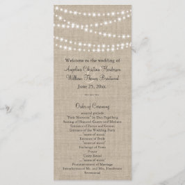 Unter Twinkle Lights on Burlap Wedding Programm