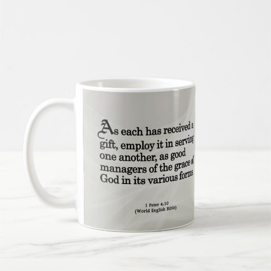 Unter Verwendung der Geschenke von Gott1 Kaffeetasse (Links)