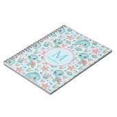 Unter Wasser niedliche Delphine und Schildkröten m Notizblock (Linke Seite)