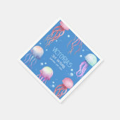 Unter Wasser Niedlicher Quallen Blau Serviette (Ecke)