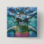 Unter Wasser schwimmen Button (Vorderseite)