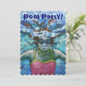 Unter Wasser schwimmen Party einladen Einladung (Stehend Vorderseite)