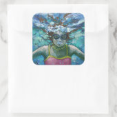 Unter Wasser schwimmen Quadratischer Aufkleber (Tasche)