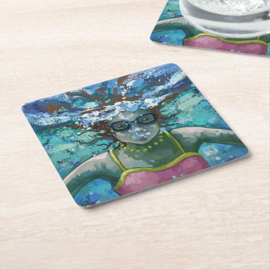 Unter Wasser schwimmen Rechteckiger Pappuntersetzer (angewinkelt)