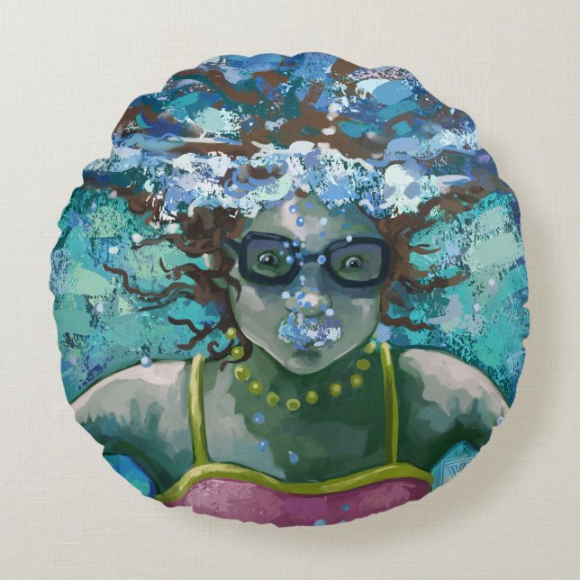 Unter Wasser-Schwimmen Rundes Kissen (Vorderseite)