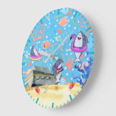 Unter Wasser Tiefseehai Party Zeit Kinder Große Wanduhr (Winkel)