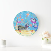 Unter Wasser Tiefseehai Party Zeit Kinder Große Wanduhr (Zuhause)