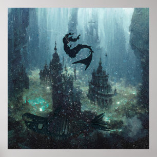 Unter Wasser. Unter Was?! Babyblau. Poster