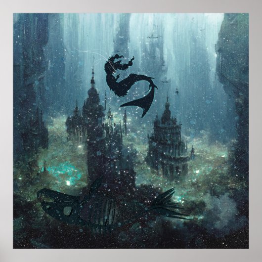 Unter Wasser. Unter Was?! Babyblau. Poster (Vorne)