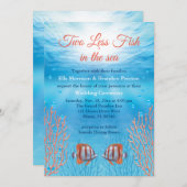 Unter Wasser zwei weniger Fische im Meer Hochzeit Einladung (Vorne/Hinten)