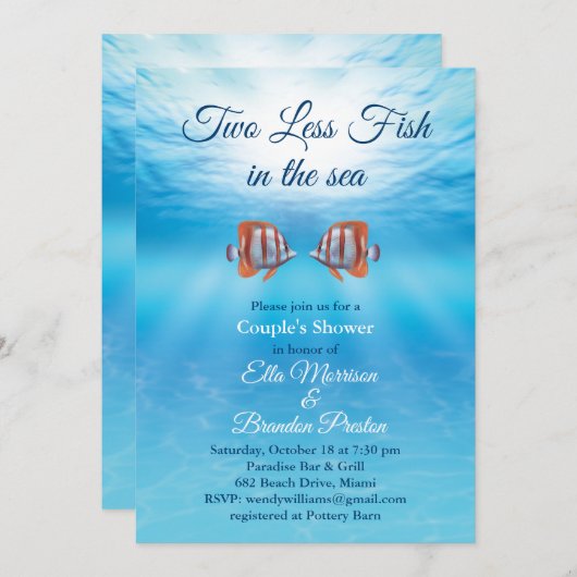 Unter Wasser zwei weniger Fische im Meereskuppel Einladung (Vorne/Hinten)