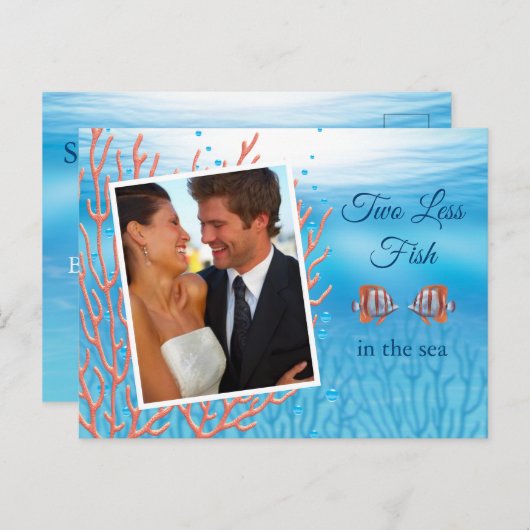 Unter Wasser zwei weniger Fische Save the Date im Postkarte (Vorne/Hinten)