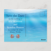 Unter Wasser zwei weniger Fische Save the Date im  Postkarte (Rückseite)
