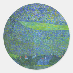 Unterach am Attersee von Klimt, Vintage Art Nouvea Runder Aufkleber