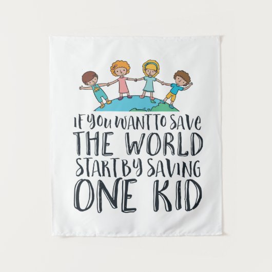 Unterbinden von Kindermissbrauch Sensibilisierungs Wandteppich (Vorderseite)