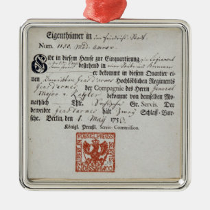 Unterbringenbeleg, 1759 silbernes ornament