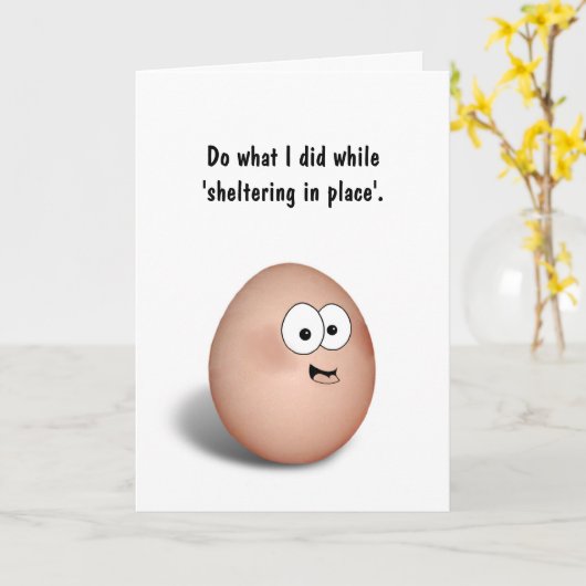 Unterbringung. Humorose Karte (Gelbe Blume)