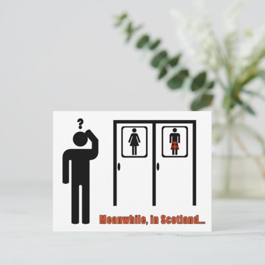Unterdessen in Schottland lustiger Witz über den s Postkarte (Stehend Vorderseite)