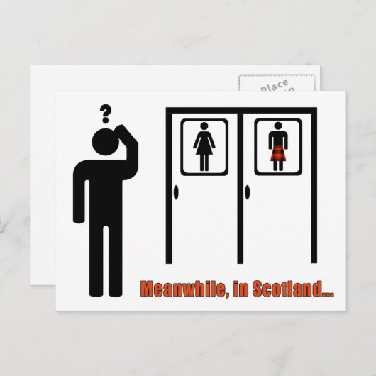 Unterdessen in Schottland lustiger Witz über den s Postkarte (Vorne/Hinten)