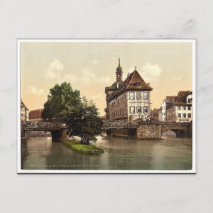Untere Brücke und Rathaus, Bamberg, Bayern, Deutsc Postkarte