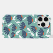 Untere Monogramm-Initialen Blau- und Rot-Blumenmus iPhone Hülle (Rückseite (Horizontal))