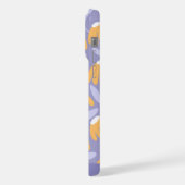 Untere Monogramm-Initialen Blaues Blumenmuster iPhone Hülle (Linke Seite)