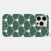Untere Monogramm-Initialen Grün Vintage-Muster iPhone Hülle (Rückseite (Horizontal))