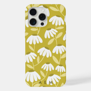 Untere Monogrammanfangsbuchstaben Dunkelgold Blume iPhone 15 Pro Max Hülle