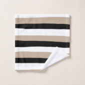 Untere Streifen - Taupe, Schwarz und Weiß Badhandtuch Set (Waschlappen)