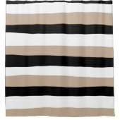 Untere Streifen - Taupe, Schwarz und Weiß Duschvorhang (Vorderseite)