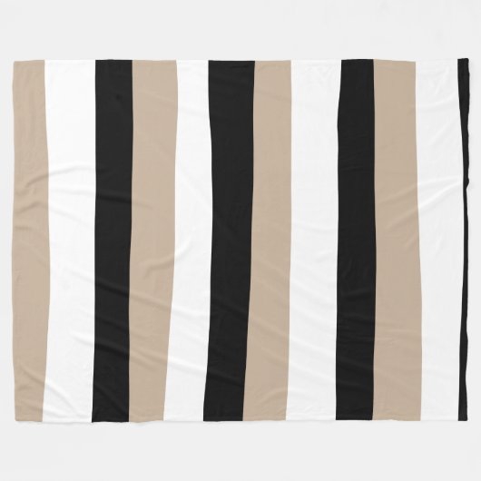 Untere Streifen - Taupe, Schwarz und Weiß Fleecedecke (Vorderseite (Horizontal))