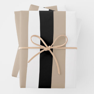 Untere Streifen - Taupe, Schwarz und Weiß Geschenkpapier Set