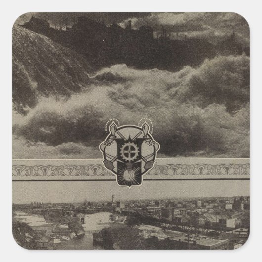 Untere Wasserfälle, Spokane Quadratischer Aufkleber (Vorderseite)