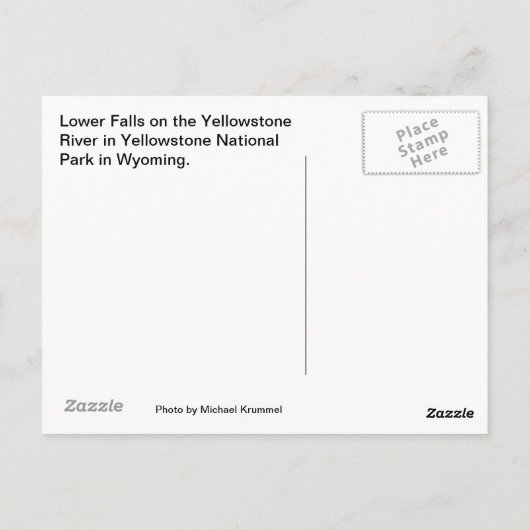 Unterer Fall Yellowstone Postkarte (Rückseite)