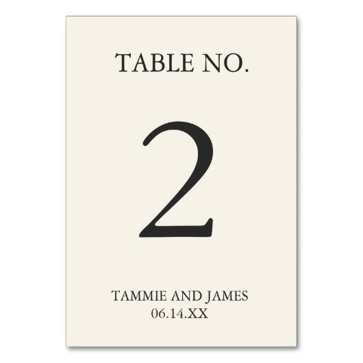 Untererklärte Elegante Tischnummer Cards Creme (Vorderseite)