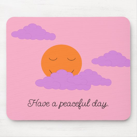 Untergehende Sonne mit Wolken: Nelkenrosa Mousepad (Vorne)