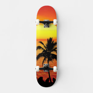 Untergehende Sonne Rot Tropen Palm Beach Skateboard