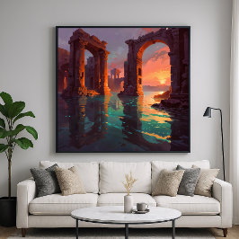 Untergetauchte Ruinen - Landschaftsbilder Poster