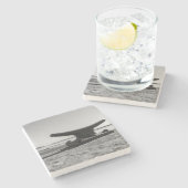 Unterglas Meeres-, Schwarz-Weiß-Thema Steinuntersetzer (Seitenansicht)