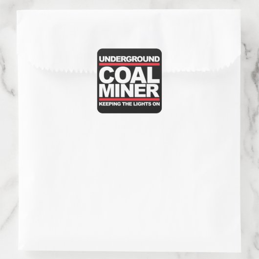 UNTERGRUND COAL MINER QUADRATISCHER AUFKLEBER (Tasche)