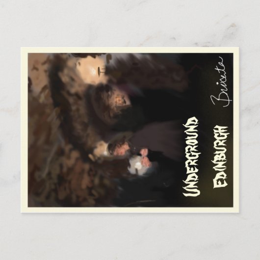 Untergrund-Gewölbe in Edinburgh, Postkarte in Scho (Vorderseite)