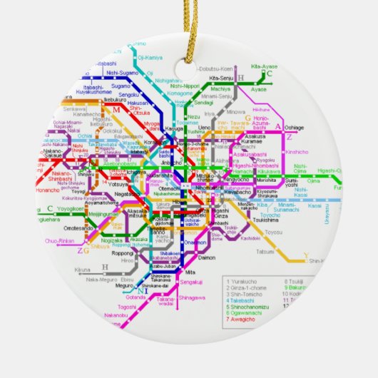Untergrundbahn-Karte Tokyos Japan Keramik Ornament (Vorne)