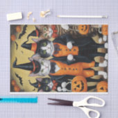 Unterhalb: Dekoupage der Trick-oder-Treaters-Katze Seidenpapier (Handwerk)