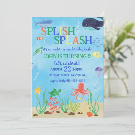 Unterhalb der Birthday-Bash-Party Einladung (Stehend Vorderseite)